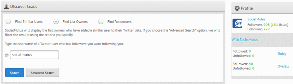 SocialMotus Discover Targeted Twitter Leads