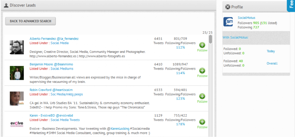 SocialMotus Get Targeted Twitter Follower Results