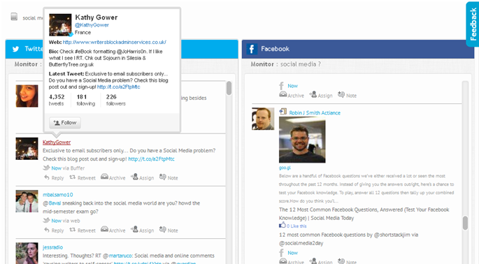 SocialMotus Monitor Keywords Dashboard
